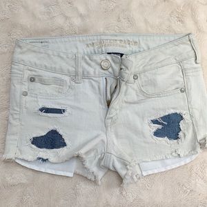 American Eagle Lt Washed Distressed Jean Shorts